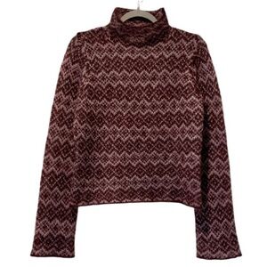 Sleeping On Snow Anthropologie Mohair Blend Chevron Sweater Burgundy Medium M
